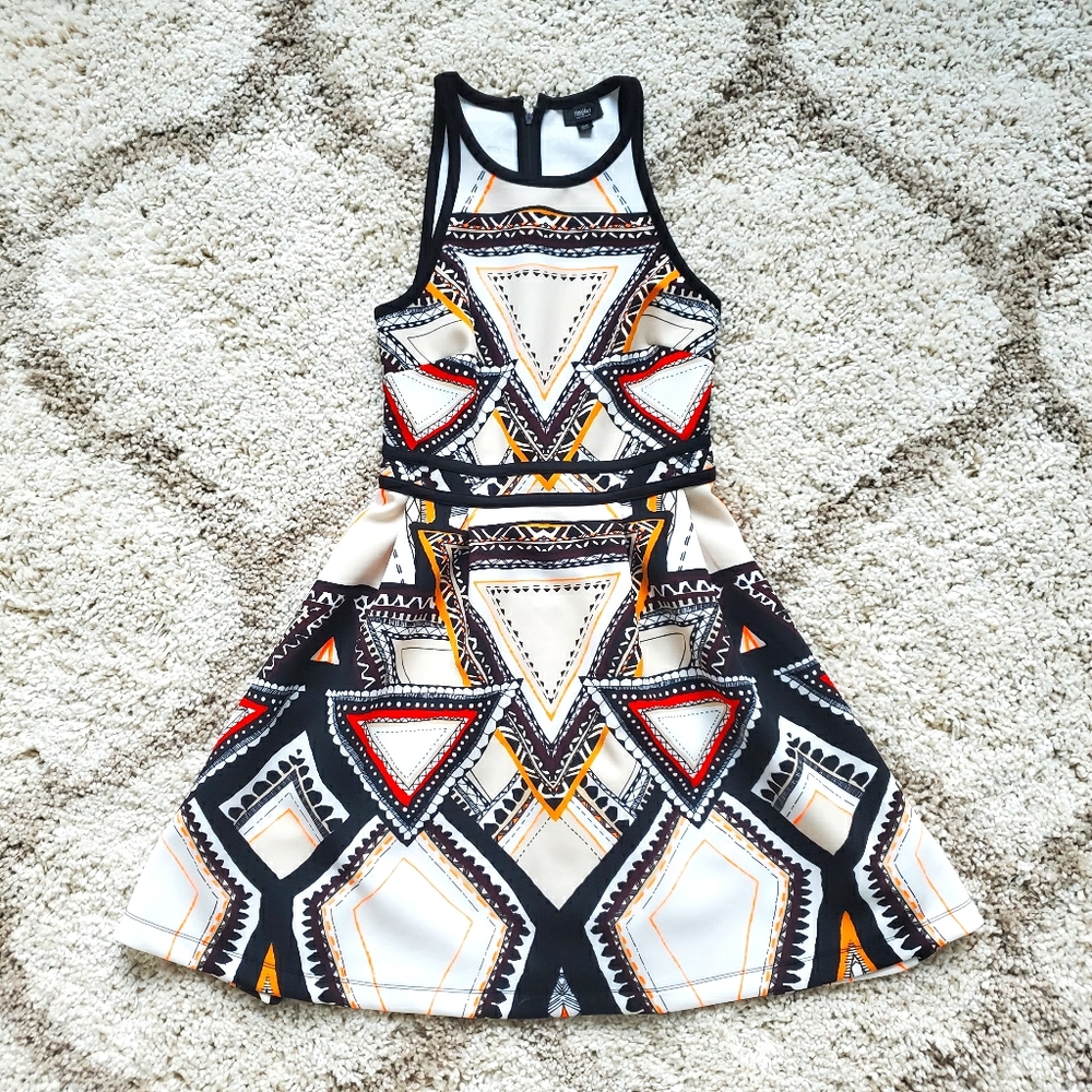 Aztec pattern fit and flare dress